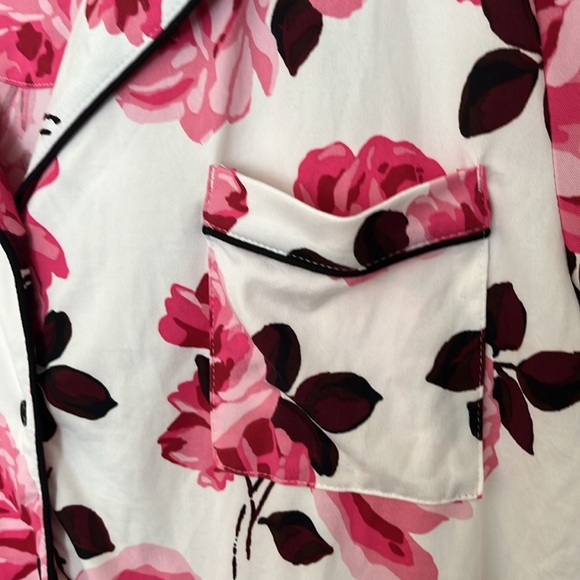 KateSpade NWOT rose floral pajama top short sleeve notch collar button pocket XL - Picture 6 of 15